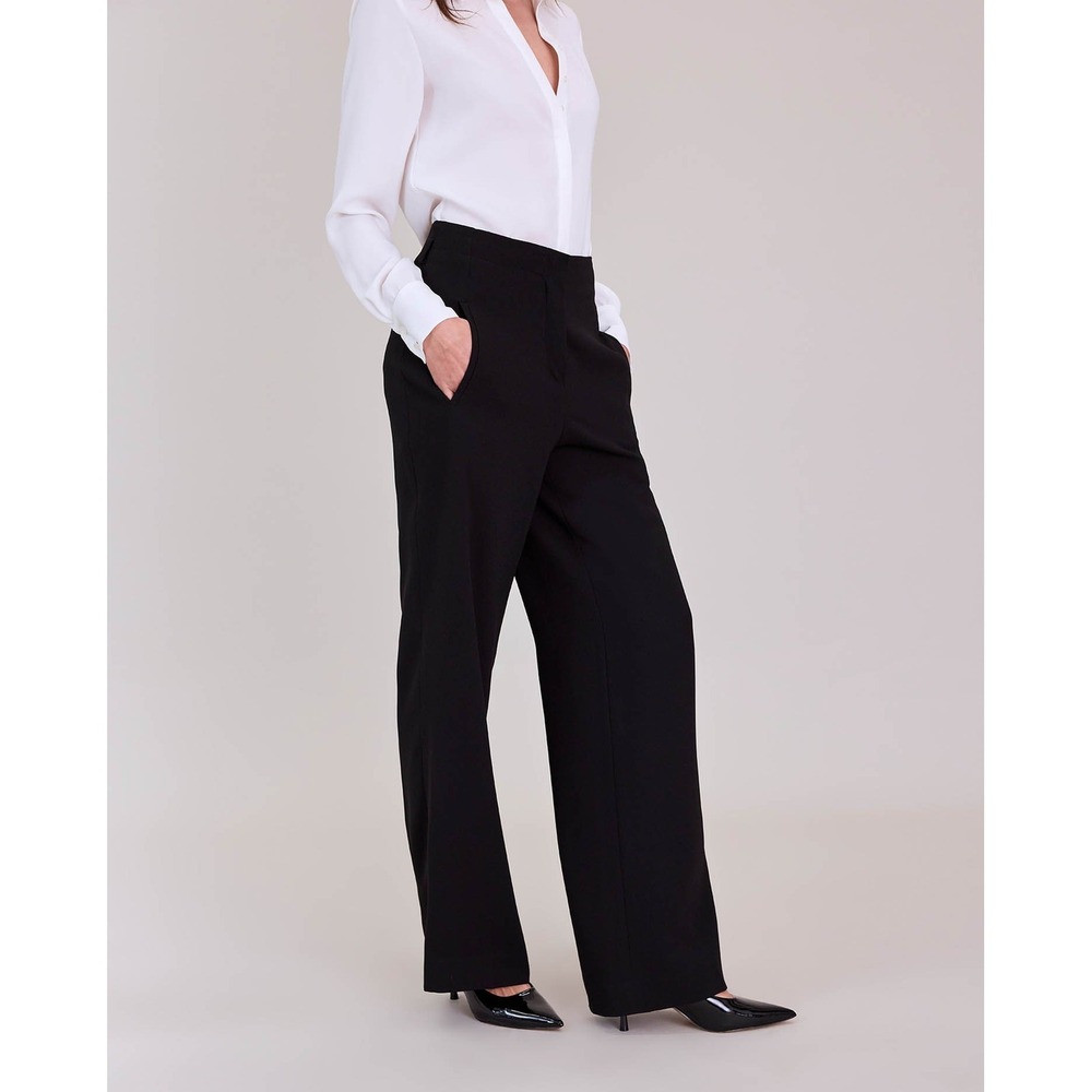Anne Fontaine Argan Trousers Pants Black Pleated Wide Leg Career NWT Size 8